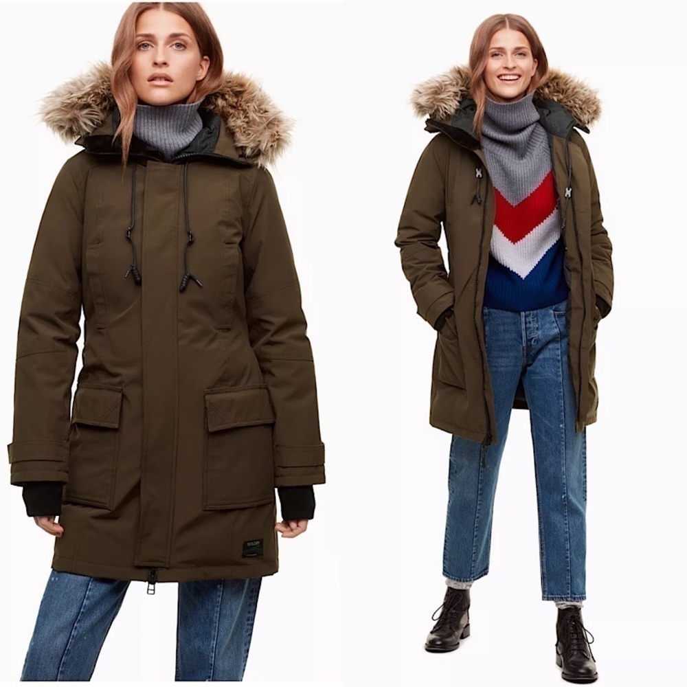 Aritzia-TNA Bancroft Parka In Dark Olive (Size: Medium)